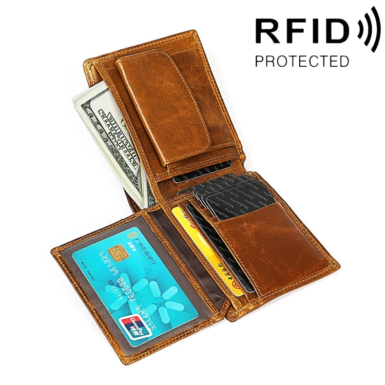 8020 Horizontal Retro Crazy Horse Texture Leather Anti-magnetic RFID Wallet Clutch Bag for Men, with Card Slots My Store