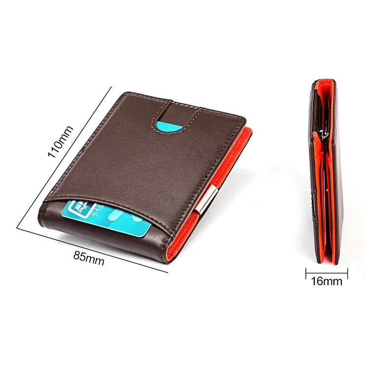 9606 Cowhide Leather Anti-magnetic RFID Multiple Card Slots Wallet for Men, with Zipper Bag