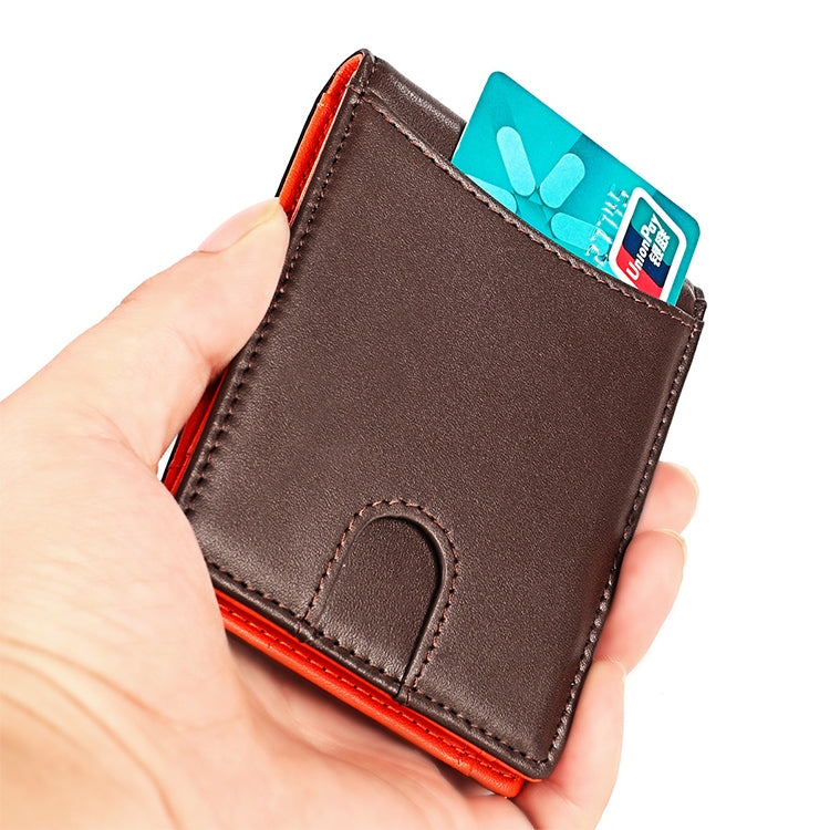 9606 Cowhide Leather Anti-magnetic RFID Multiple Card Slots Wallet for Men, with Zipper Bag