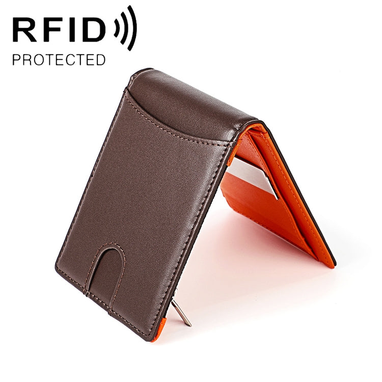 9606 Cowhide Leather Anti-magnetic RFID Multiple Card Slots Wallet for Men, with Zipper Bag