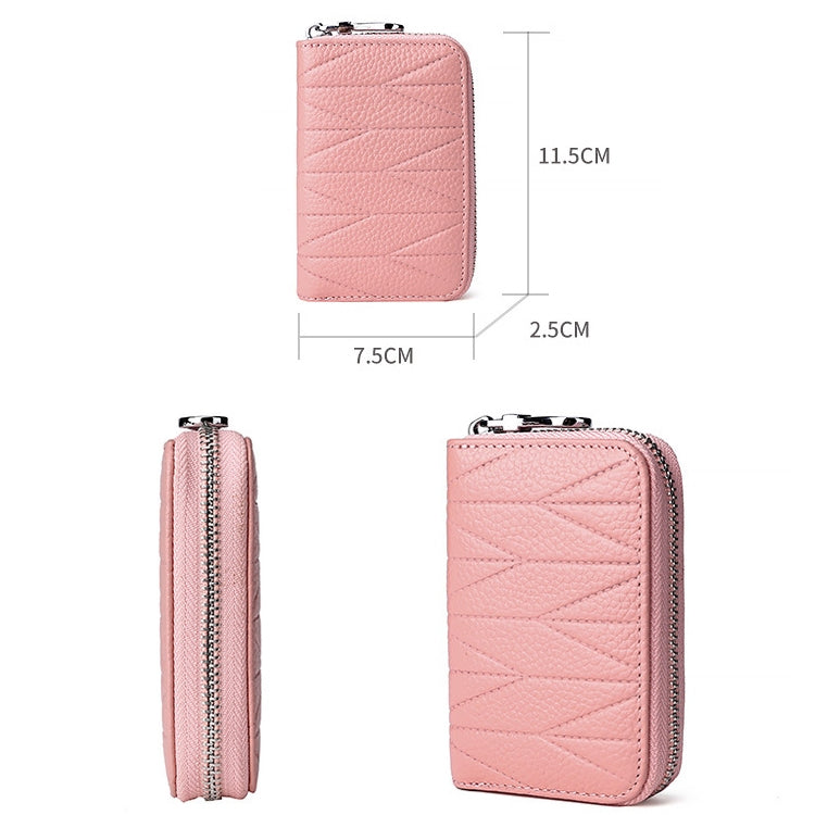 KB191 Zipper Cowhide Leather Organ Shape Multiple Card Slots Anti-magnetic RFID Wallet Clutch Bag for Ladies My Store