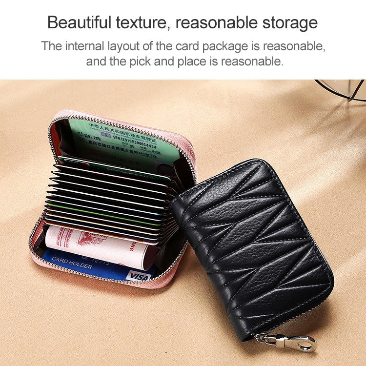 KB191 Zipper Cowhide Leather Organ Shape Multiple Card Slots Anti-magnetic RFID Wallet Clutch Bag for Ladies My Store