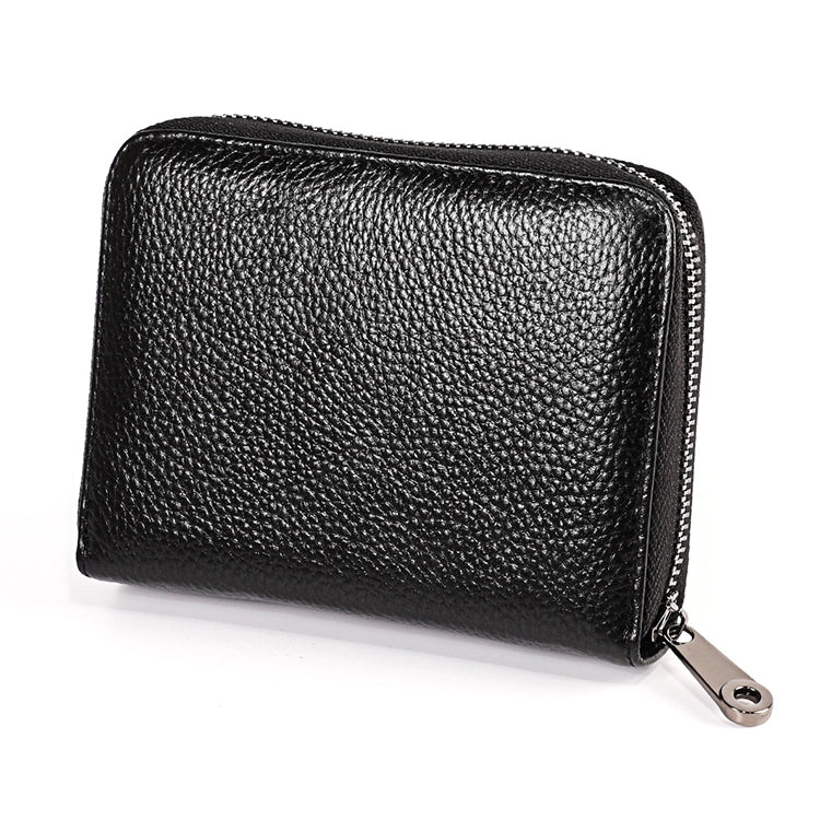 KB195 Zipper Cowhide Leather Double Row Organ Shape Multiple Card Slots Anti-magnetic RFID Wallet Clutch Bag for Ladies My Store