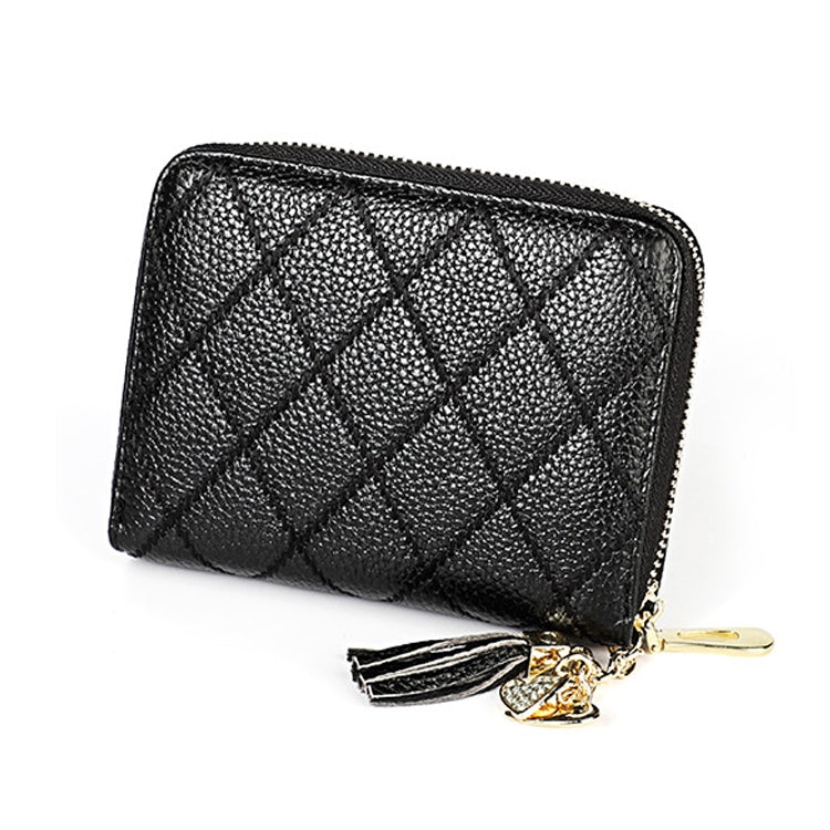 KB213 Diamond Texture Zipper Cowhide Leather Double Row Organ Shape Multiple Card Slots Anti-magnetic RFID Wallet Clutch Bag for Ladies My Store