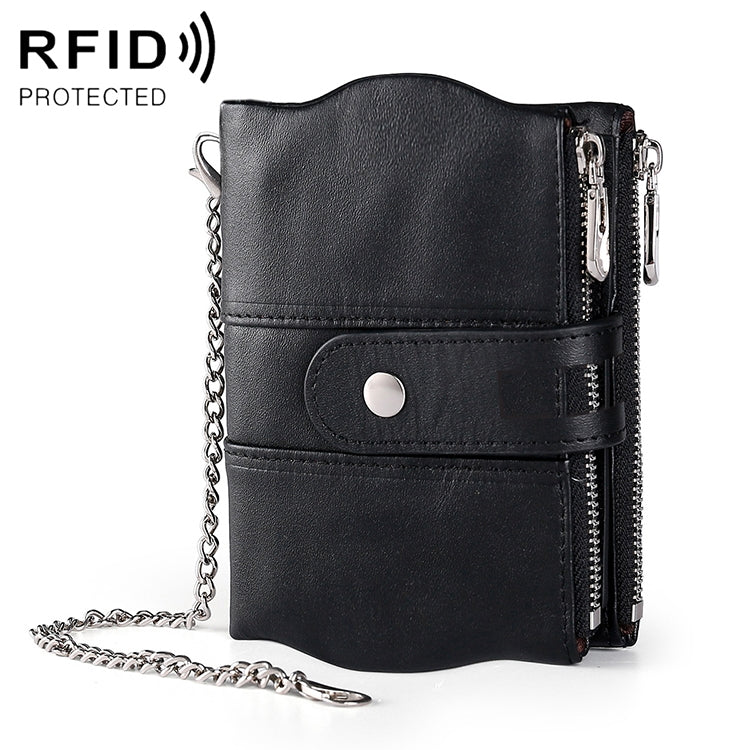 LT3539 Cowhide Leather Zipper Buckle Anti-magnetic RFID Wallet Clutch Bag for Men, with Card Slots & Shoulder Strap My Store