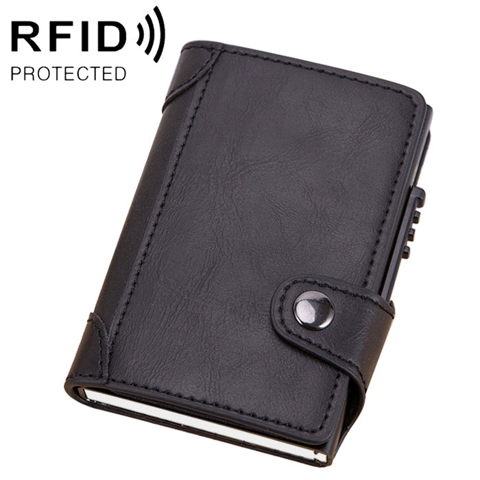 X-51 Automatically Pop-up Card Type Anti-magnetic RFID Anti-theft PU Leather Wallet with Card Slots