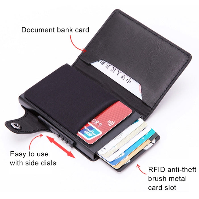 X-51 Automatically Pop-up Card Type Anti-magnetic RFID Anti-theft PU Leather Wallet with Card Slots My Store