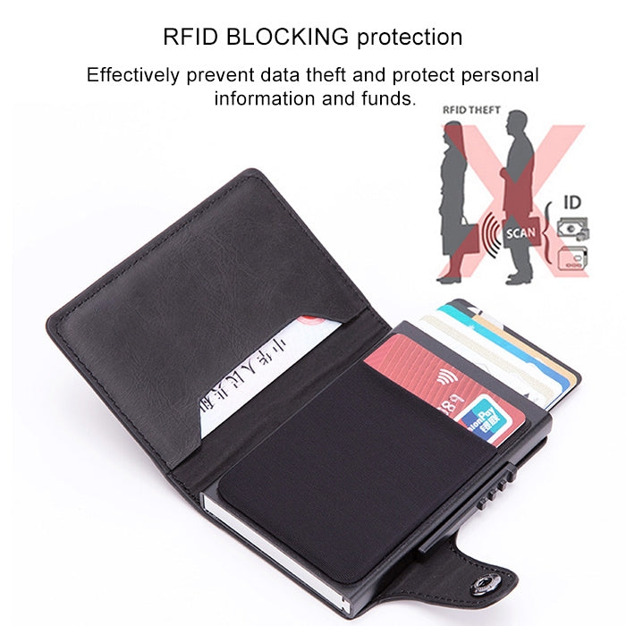 X-51 Automatically Pop-up Card Type Anti-magnetic RFID Anti-theft PU Leather Wallet with Card Slots My Store