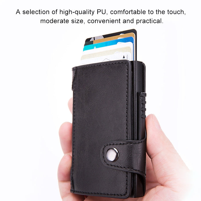 X-51 Automatically Pop-up Card Type Anti-magnetic RFID Anti-theft PU Leather Wallet with Card Slots My Store