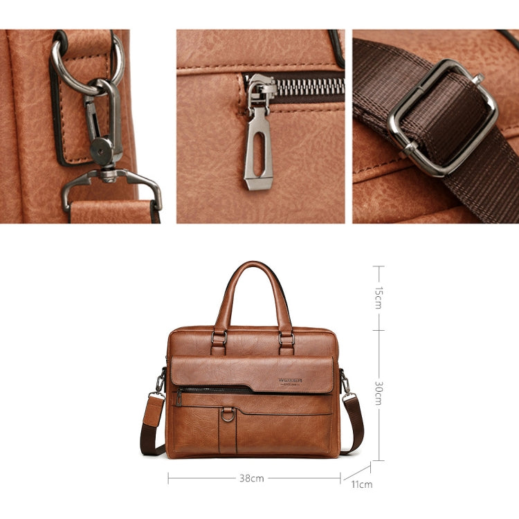 WEIXIER 8619 Retro Style PU Leather Handbag Shoulder Bag Crossbody Bag for Men, Size: 38 x 30 x 11cm My Store