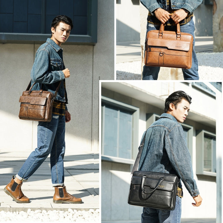 WEIXIER 8619 Retro Style PU Leather Handbag Shoulder Bag Crossbody Bag for Men, Size: 38 x 30 x 11cm My Store