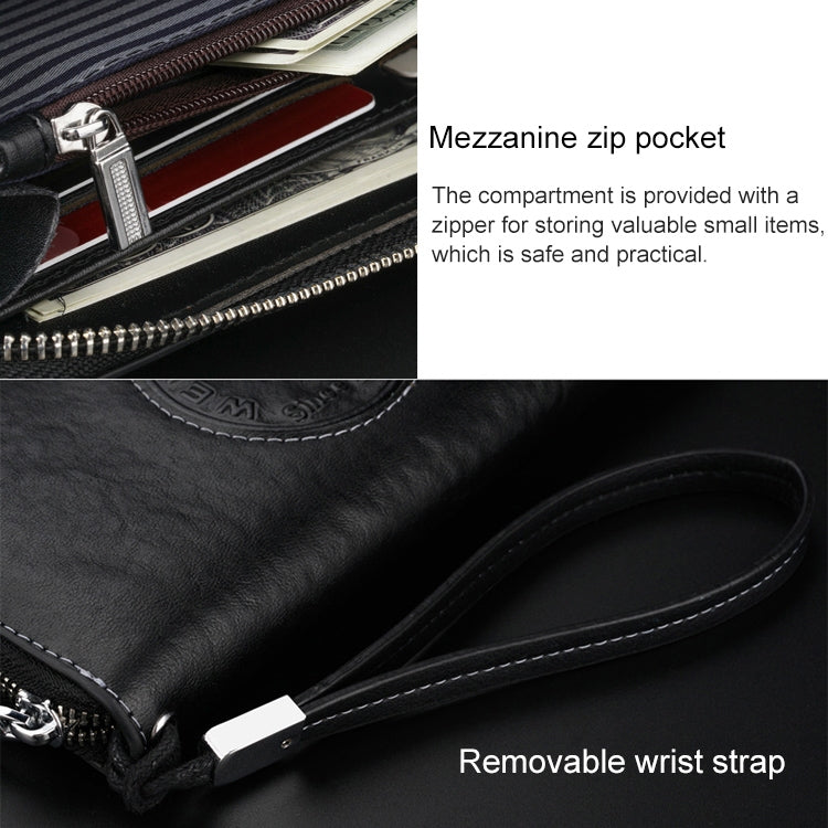 W111 Antimagnetic RFID Men Cowhide Leather Multifunctional Wallet Business Handbag with Gift Box My Store