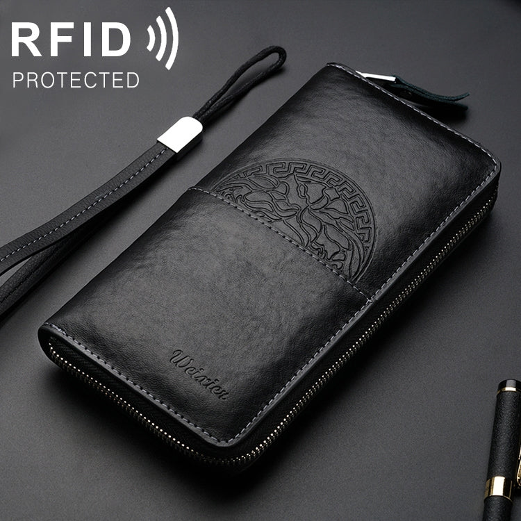 W112 Antimagnetic RFID Men Cowhide Leather Multifunctional Wallet Business Handbag My Store