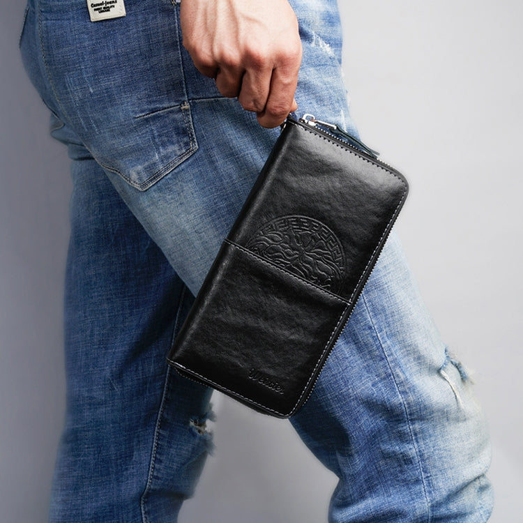 W112 Antimagnetic RFID Men Cowhide Leather Multifunctional Wallet Business Handbag My Store