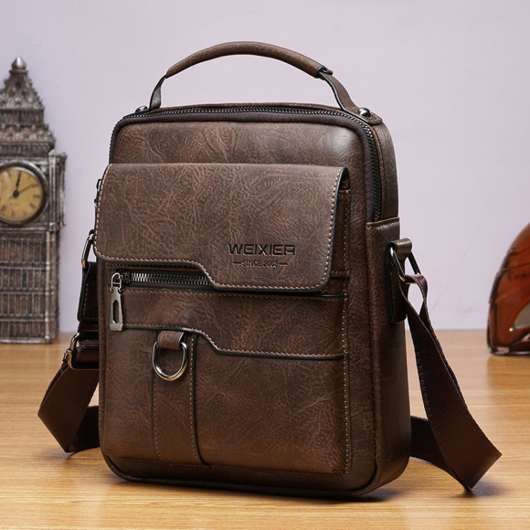 WEIXIER 8642 Men Business Retro PU Leather Handbag Crossbody Bag