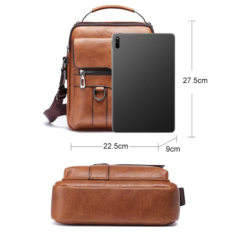 WEIXIER 8642 Men Business Retro PU Leather Handbag Crossbody Bag, Size: 27.5 x 22.5 x 9cm