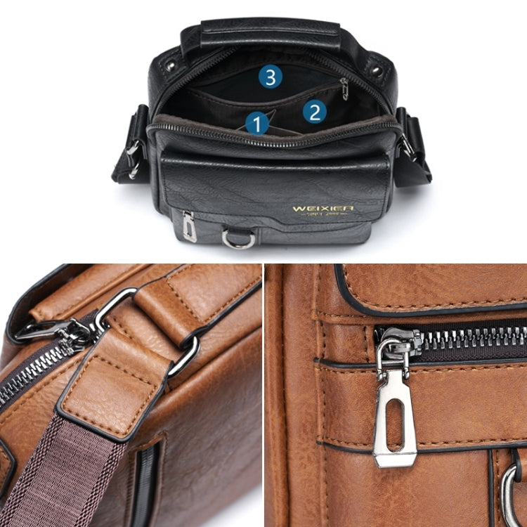 WEIXIER 8642 Men Business Retro PU Leather Handbag Crossbody Bag, Size: 27.5 x 22.5 x 9cm