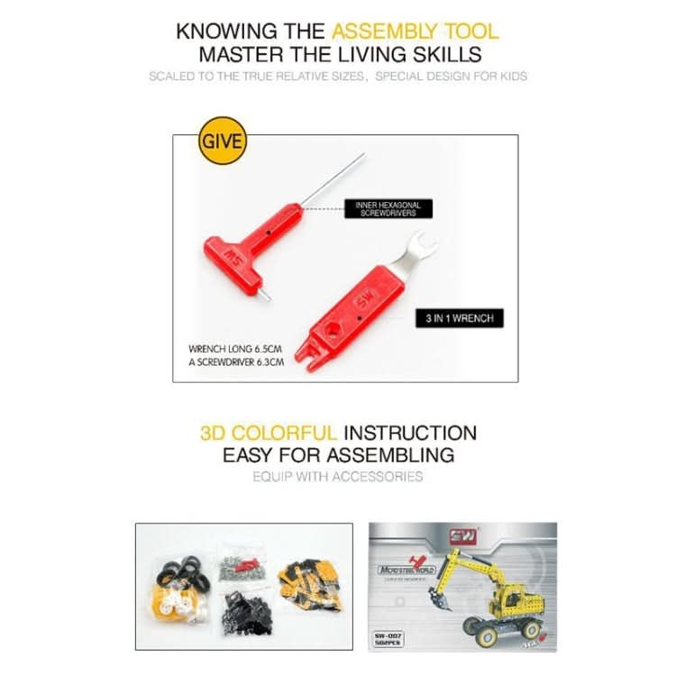 MoFun SW-007 502 PCS DIY Stainless Steel Excavator Assembling Blocks Reluova