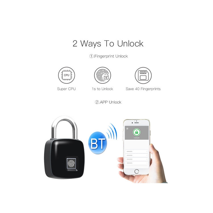 Anytek P3+ Against Theft Non-password Electrically Intelligent Fingerprint Padlock, Support APP Unlock My Store