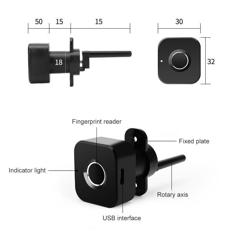 BP01-B Micro USB Charging Triple Drawer Right Hand Unlocking Smart Semiconductor Fingerprint Lock My Store