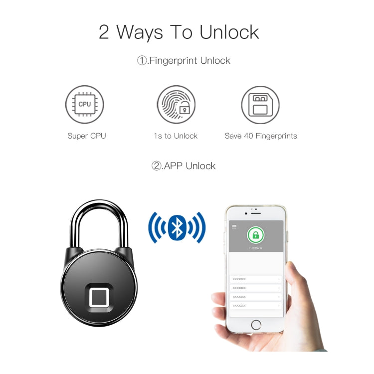 P22+ Waterproof Fingerprint Padlock with Cellphone APP Control & Low Battery Alarm My Store