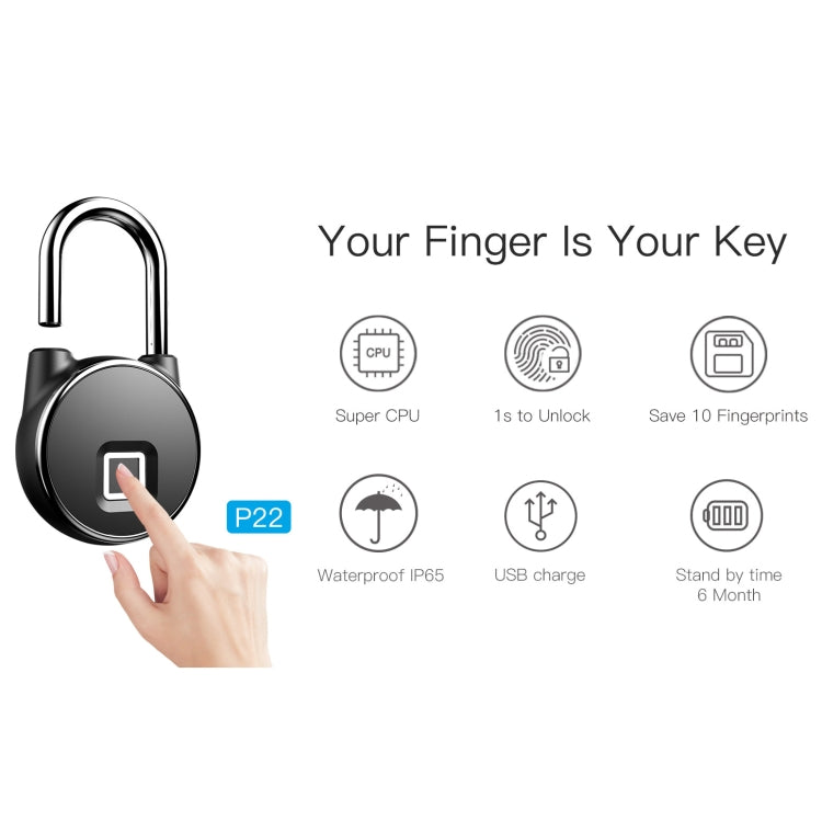 P22 Intelligent Waterproof Anti-theft Fingerprint Security Door Padlock My Store