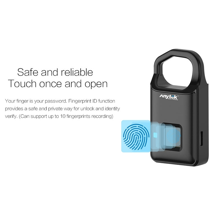 Anytek P4 3.7V Micro USB Charging Semiconductor Fingerprint Sensing Small Padlock My Store