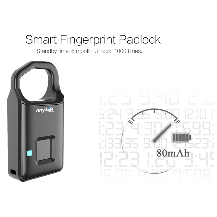 Anytek P4 3.7V Micro USB Charging Semiconductor Fingerprint Sensing Small Padlock My Store