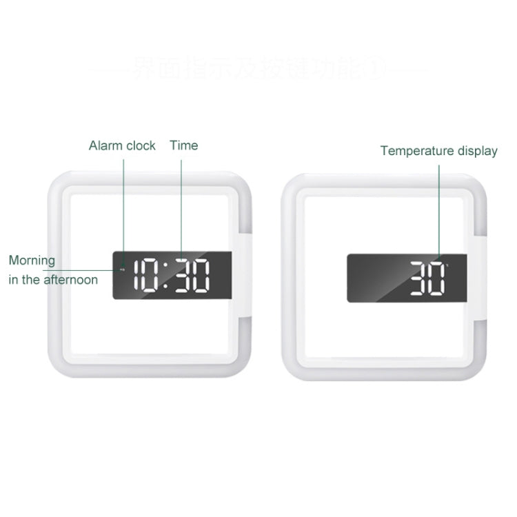 TS-S28-W Multifunctional Square RGB Thermometer Digital Alarm Clock LED Mirror Hollow Wall Clock My Store