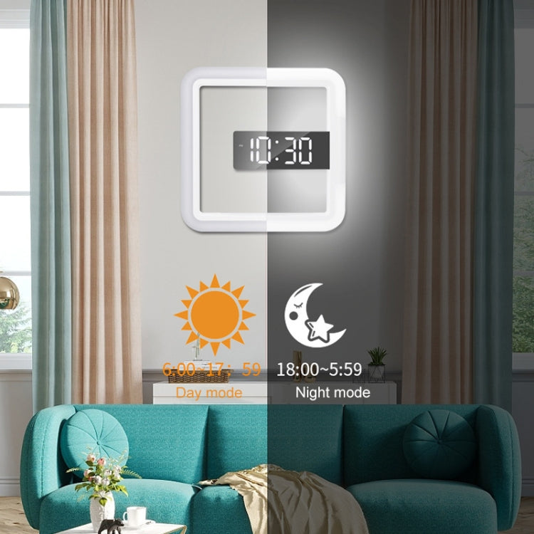 TS-S28-W Multifunctional Square RGB Thermometer Digital Alarm Clock LED Mirror Hollow Wall Clock My Store