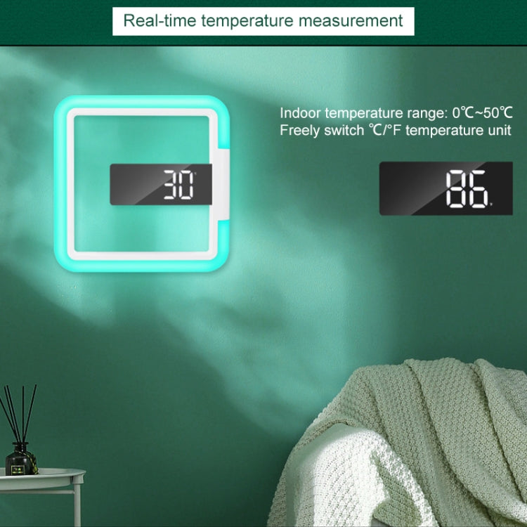 TS-S28-W Multifunctional Square RGB Thermometer Digital Alarm Clock LED Mirror Hollow Wall Clock My Store