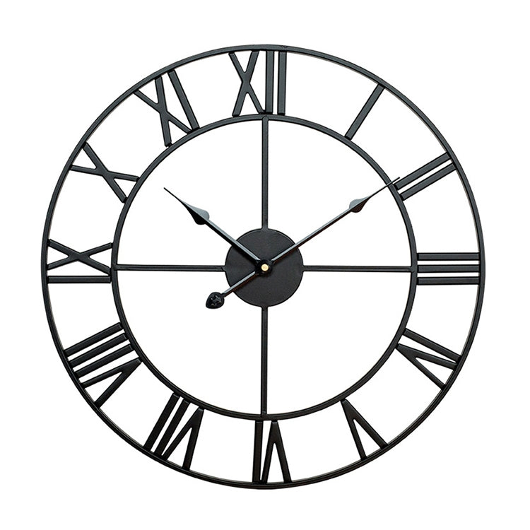 60cm Retro Living Room Iron Round Roman Numeral Mute Decorative Wall Clock (White) My Store