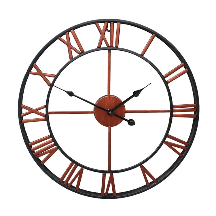 60cm Retro Living Room Iron Round Roman Numeral Mute Decorative Wall Clock (White) My Store