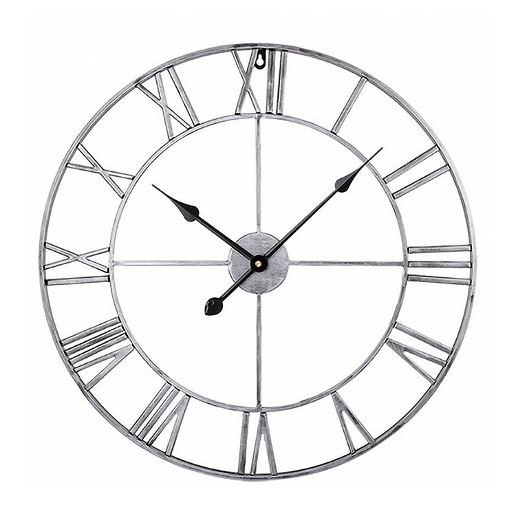 60cm Retro Living Room Iron Round Roman Numeral Mute Decorative Wall Clock (White) My Store