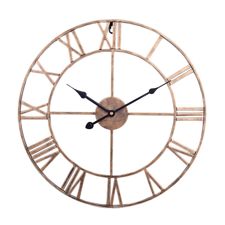 60cm Retro Living Room Iron Round Roman Numeral Mute Decorative Wall Clock (White) My Store