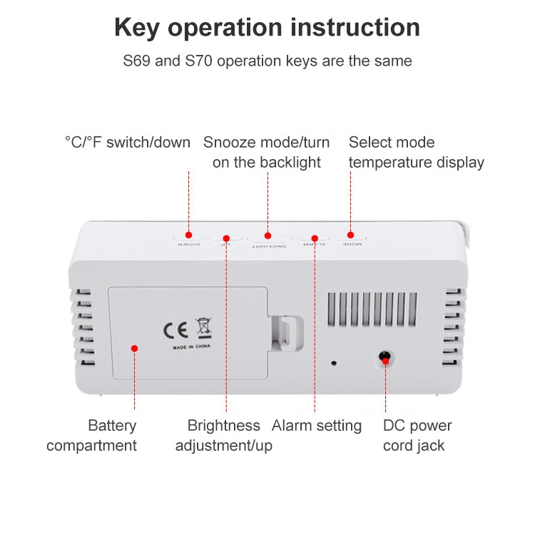 TS-S69-R Multifunctional LED Alarm Clock Battery / Plug-in Charging Dual-purpose Make-up Mirror Clock My Store