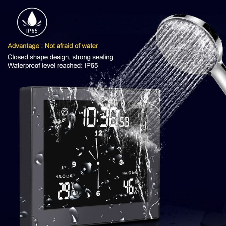 TS-WP10-W Waterproof Bathroom Wall Clock Timer Household Thermometer Hygrometer Reluova