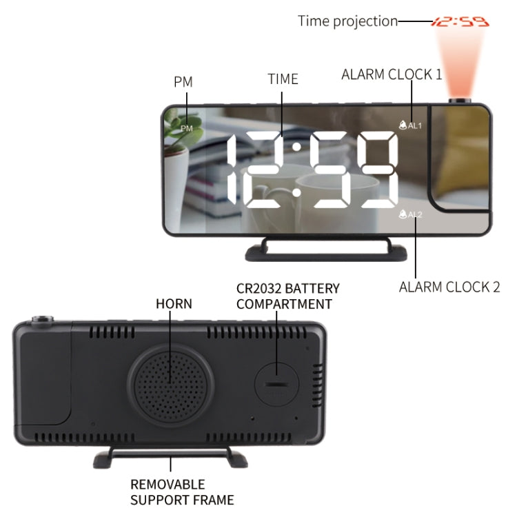 TS-9210 Digital Mirror Projection Alarm Clock With Time Display and Projection My Store