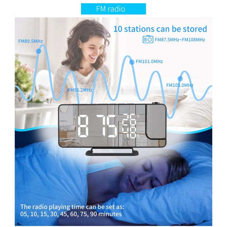 TS-9210 Digital Mirror Projection Alarm Clock With FM Radio & Temperature Humidity My Store