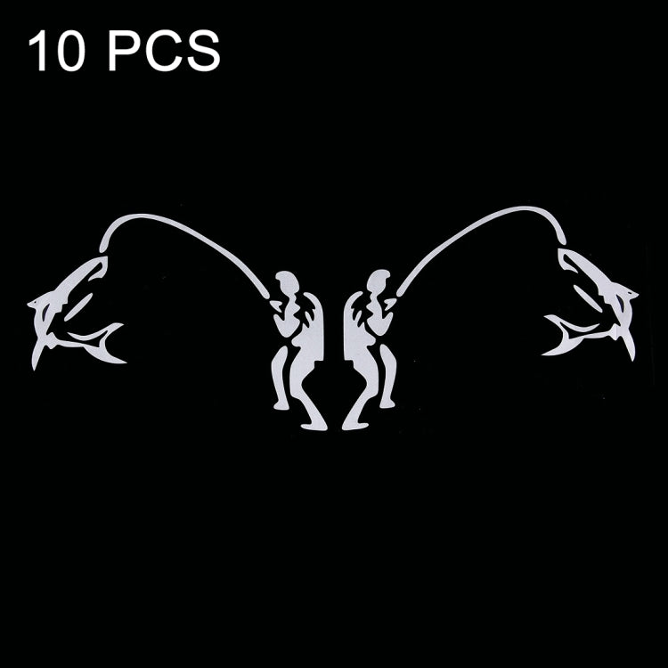 10 PCS Dual Funny Go Fishing Styling Reflective Car Sticker, Size: 25cm x 9.5cm