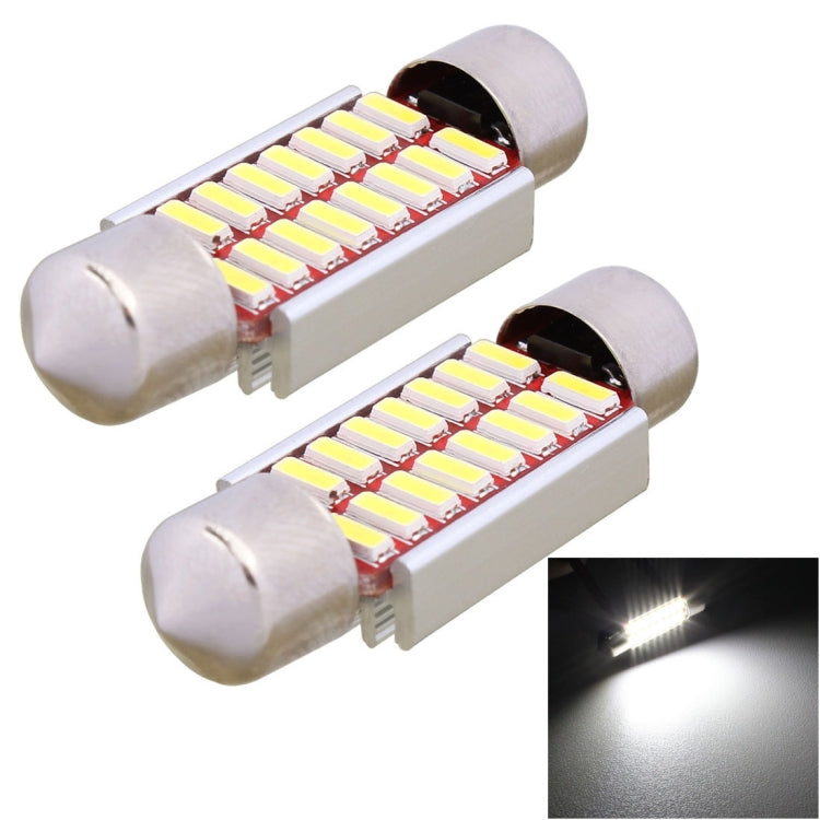 2 PCS Festoon 36mm 2W 160LM White Light 16 LED SMD 4014 Error Free License Plate Lights Car Light Bulb-Reluova