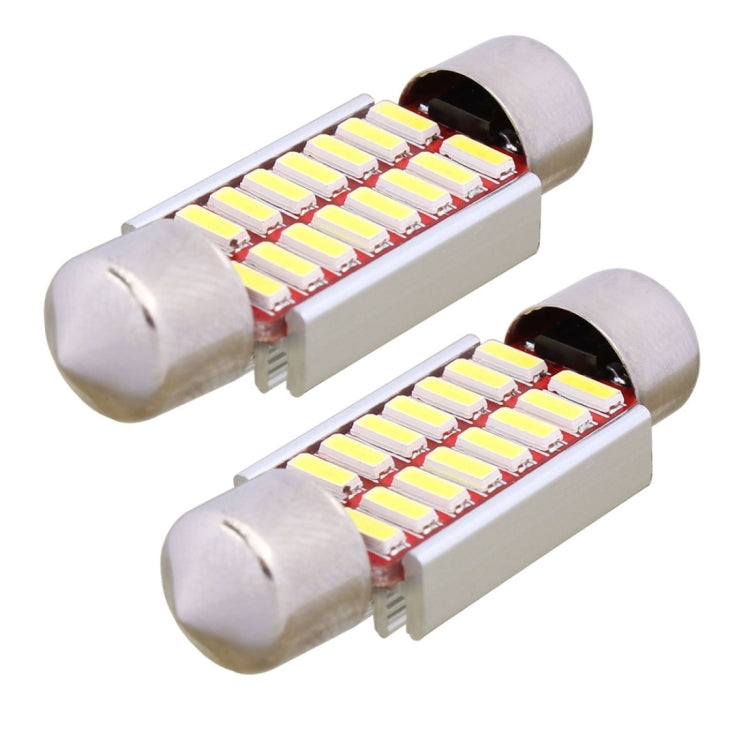 2 PCS Festoon 36mm 2W 160LM White Light 16 LED SMD 4014 Error Free License Plate Lights Car Light Bulb-Reluova