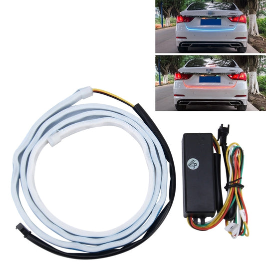 1.5m Car Auto Waterproof Universal Four Color Rear Flowing Light Tail Box Lights with Tail Light Controller, Ice Blue Light Driving Light, White Light Reversing Light, Red Light Brake Light, Yellow Light Turn Signal Light, LED Lamp Strip Tail Decoration