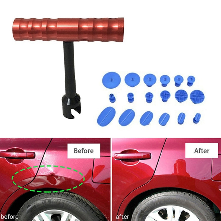 19 in 1 Auto Repair Body Tool Kit Paintless Dent Repair Hail Removal Small Red T Bar Slide Hammer Dent Repair Tool Kit