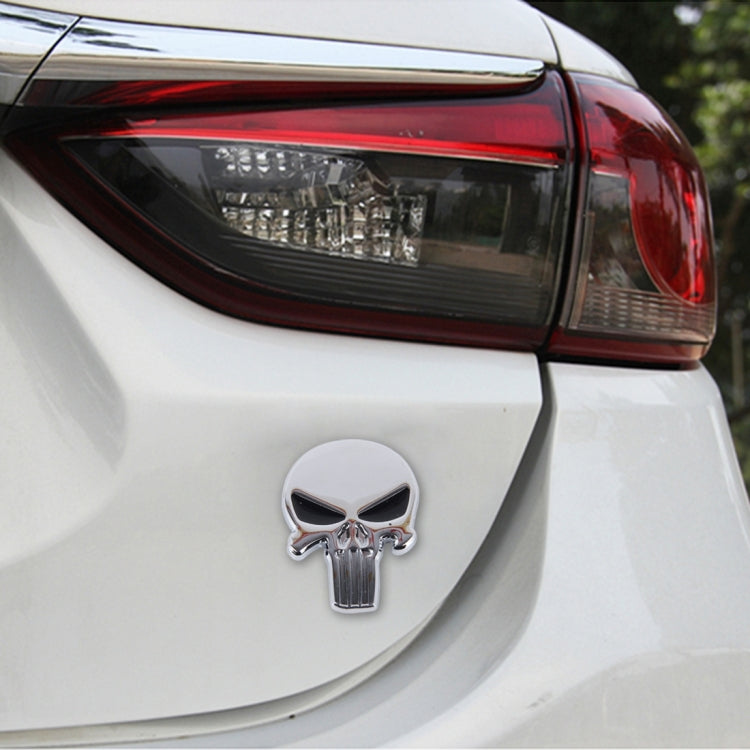 Silver Skull with black Eyes Metal Car Sticker ÎҵÄÉ̵ê