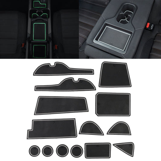 Car Water Cup Gate Slot Mats Plastic White Luminous Anti-Slip Interior Door Pad for Toyota RAV4 2016-2018