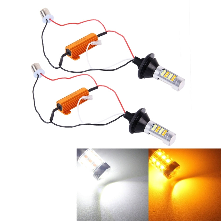 2 PCS 1156/BA15S/BAU15S 10W 1000 LM 6000K White + Yellow Light DRL&Turn Light with 42 SMD-2835-LED Lamp£¬DC 12-24V