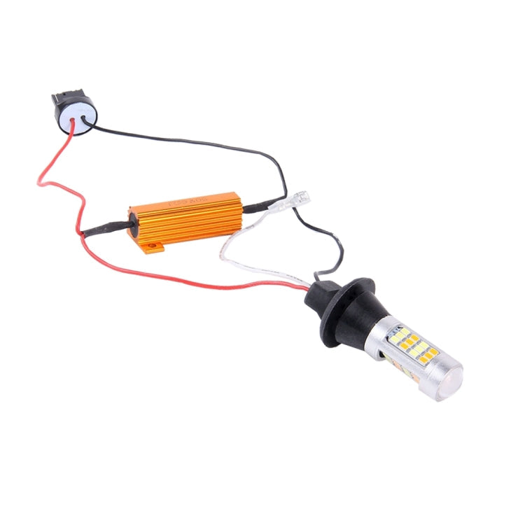 2 PCS T20/7440 10W 1000 LM 6000K White + Yellow Light DRL&Turn Light with 42 SMD-2835-LED Lamp£¬DC 12-24V-Reluova