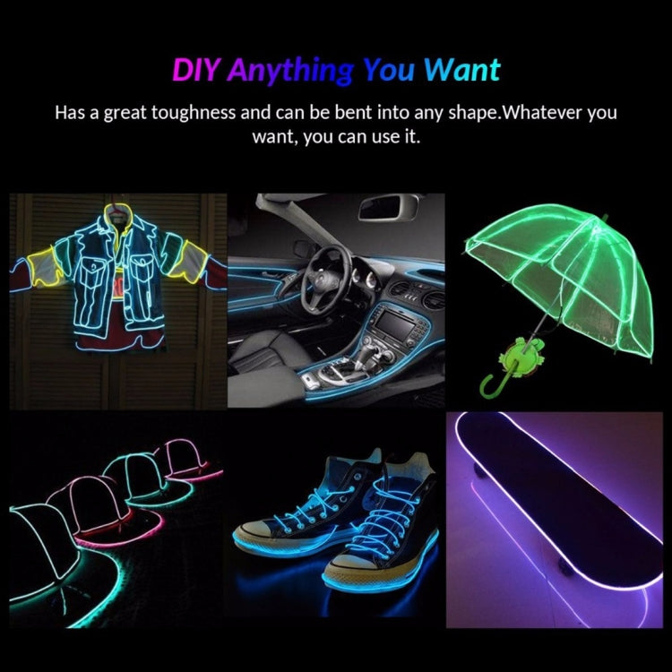 YouOKLight Neon EL Cold Round Flexible Strip Light with 3V Battery Box for Dance Party Car Decoration, Length: 3m