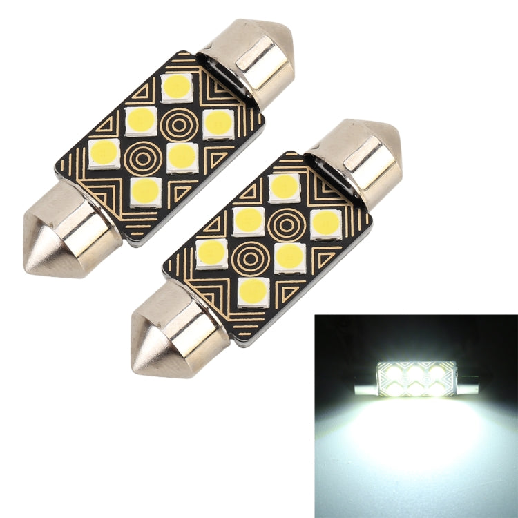 2 PCS 36mm DC12V / 1.5W / 6000K / 110LM 6LEDs SMD-3030 Car Reading Lamp Dome Light, with Decoder-Reluova